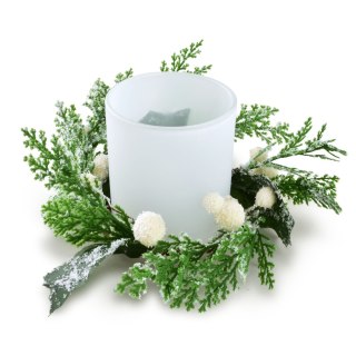 SANTA LILA Świecznik ozdobny 7x8cm z dekoracją wkład Led