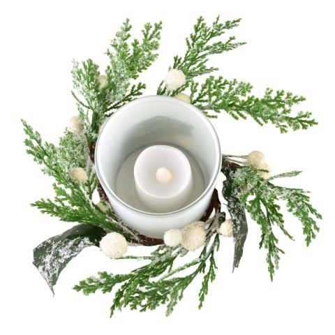 SANTA LILA Świecznik ozdobny 7x8cm z dekoracją wkład Led