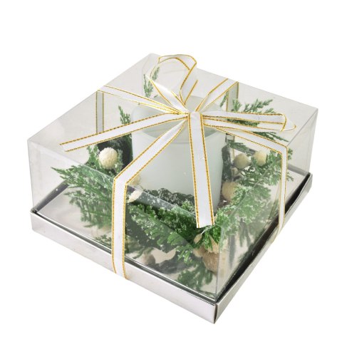 SANTA LILA Świecznik ozdobny 7x8cm z dekoracją wkład Led