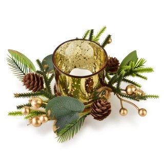 SANTA LILA Świecznik ozdobny 7x8cm z dekoracją wkład Led