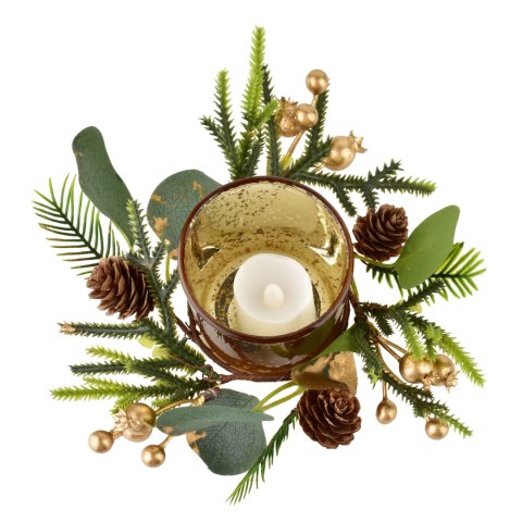 SANTA LILA Świecznik ozdobny 7x8cm z dekoracją wkład Led