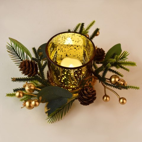 SANTA LILA Świecznik ozdobny 7x8cm z dekoracją wkład Led