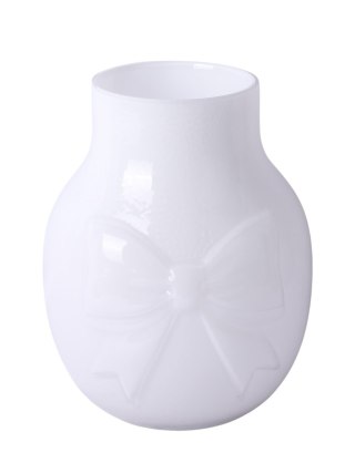 WAZON SZKLANY BIAŁY Z KOKARDĄ