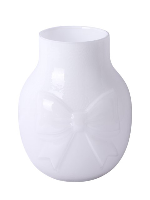 WAZON SZKLANY BIAŁY Z KOKARDĄ