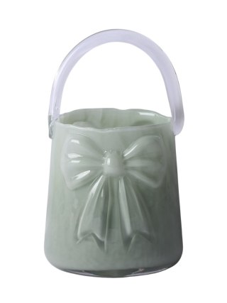 WAZON SZKLANY TOREBKA ZIELONA Z KOKARDĄ