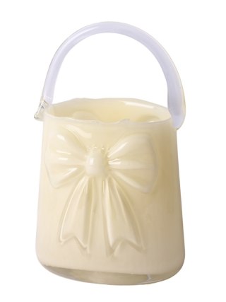 WAZON SZKLANY TOREBKA ŻÓŁTA Z KOKARDĄ