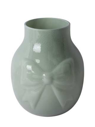 WAZON SZKLANY ZIELONY Z KOKARDĄ