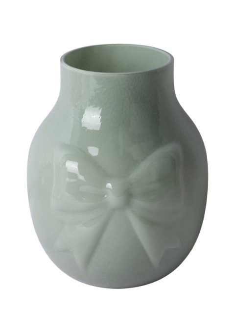 WAZON SZKLANY ZIELONY Z KOKARDĄ