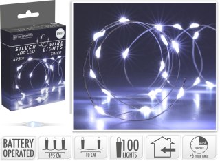 Łańcuch świetlny TIMER SREBRNY DRUT 100L