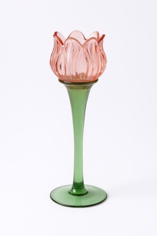 KIELICH SZKLANY ZIELONO-RÓŻOWY DUŻY