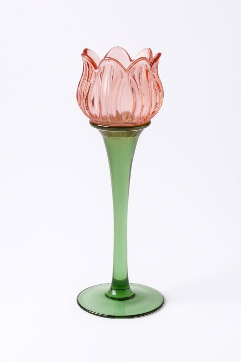 KIELICH SZKLANY ZIELONO-RÓŻOWY DUŻY