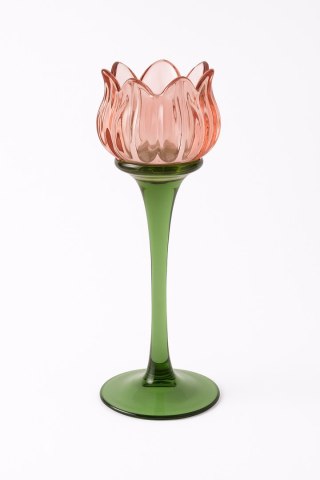 KIELICH SZKLANY ZIELONO-RÓŻOWY MAŁY