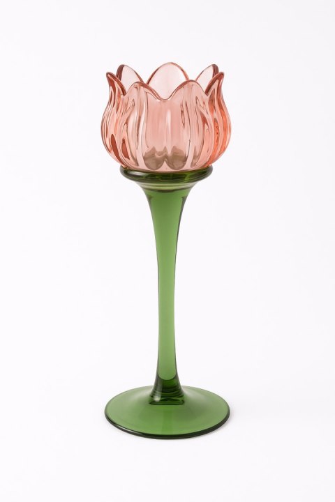 KIELICH SZKLANY ZIELONO-RÓŻOWY MAŁY