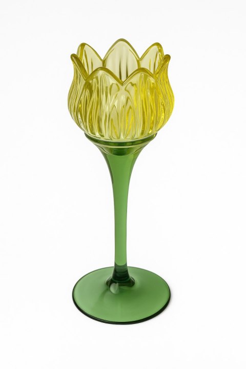 KIELICH SZKLANY ZIELONO-ŻÓŁTY MAŁY