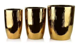 NEVA Złoty komplet osłonek ceramicznych 37x37x47/30x30x43/24x24x40 cm
