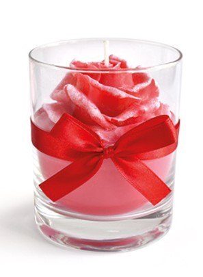 Świeca RÓŻA walec mały 8x9,5cm w szkleczerwona woskowa Świeca RÓŻA walec mały 8x9,5cm w szkleczerwona woskowa