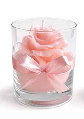 Świeca RÓŻA walec mały 8x9,5cm w szklepudrowy róż woskowa Świeca RÓŻA walec mały 8x9,5cm w szklepudrowy róż woskowa