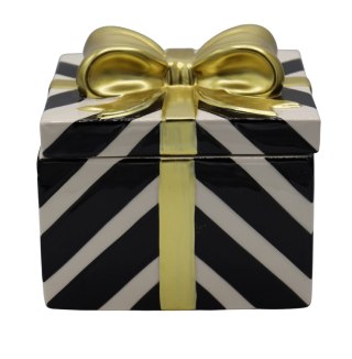 PUZDERKO CERAMICZNE PREZENT W BIAŁO-CZARNE PASKI DUŻY