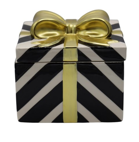 PUZDERKO CERAMICZNE PREZENT W BIAŁO-CZARNE PASKI DUŻY