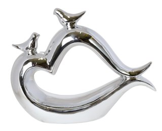 SERCE CERAMICZNE SREBRNE Z PTASZKAMI