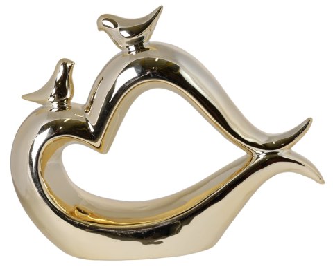 SERCE CERAMICZNE ZŁOTE Z PTASZKAMI