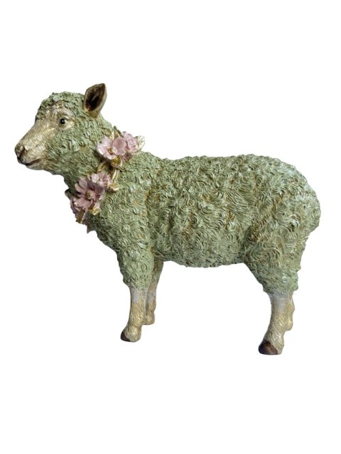 BARANEK CERAMICZNY ZIELONY Z WIANUSZKIEM DUŻY