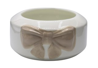 DONICZKA CERAMICZNA BIAŁA Z BEŻOWĄ KOKARDĄ