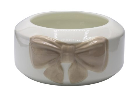 DONICZKA CERAMICZNA BIAŁA Z BEŻOWĄ KOKARDĄ