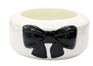 DONICZKA CERAMICZNA BIAŁA Z CZARNĄ KOKARDĄ