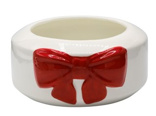 DONICZKA CERAMICZNA BIAŁA Z CZERWONĄ KOKARDĄ