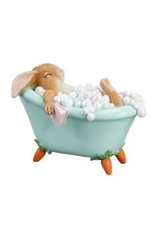 FIGURKA CERAMICZNA KRÓLIK W BŁĘKITNEJ WANNIE