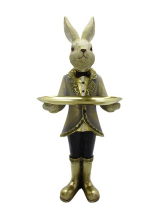 FIGURKA KRÓLIK CERAMICZNY W GARNITURZE Z TACKĄ DUŻY