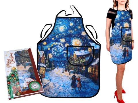 Fartuszek kuchenny - inspirowany malarstwem van Gogha, Świąteczna noc pod gwiazdami (CARMANI)