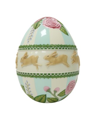 JAJKO CERAMICZNE BIAŁO-BŁĘKITNE Z KRÓLICZKAMI