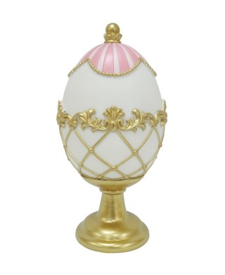 JAJKO CERAMICZNE BIAŁO-RÓŻOWE NA ZŁOTYM POSTUMENCIE