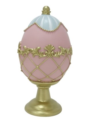 JAJKO CERAMICZNE RÓŻOWO-BŁĘKITNE NA ZŁOTYM POSTUMENCIE
