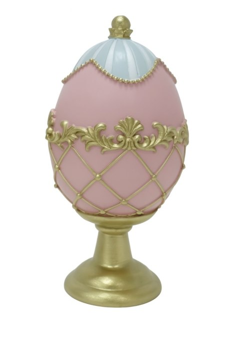 JAJKO CERAMICZNE RÓŻOWO-BŁĘKITNE NA ZŁOTYM POSTUMENCIE