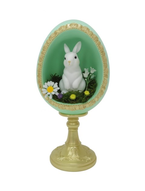 JAJKO CERAMICZNE ZIELONE Z KRÓLICZKIEM NA ZŁOTYM POSTUMENCIE