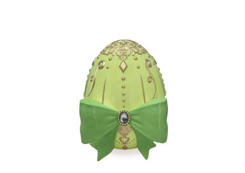 JAJKO CERAMICZNE ZIELONE Z RÓŻOWĄ KOKARDĄ I ZŁOTYMI ORNAMENTAMI