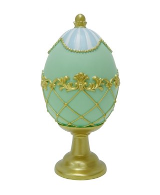 JAJKO CERAMICZNE ZIELONO-BŁĘKITNE NA ZŁOTYM POSTUMENCIE