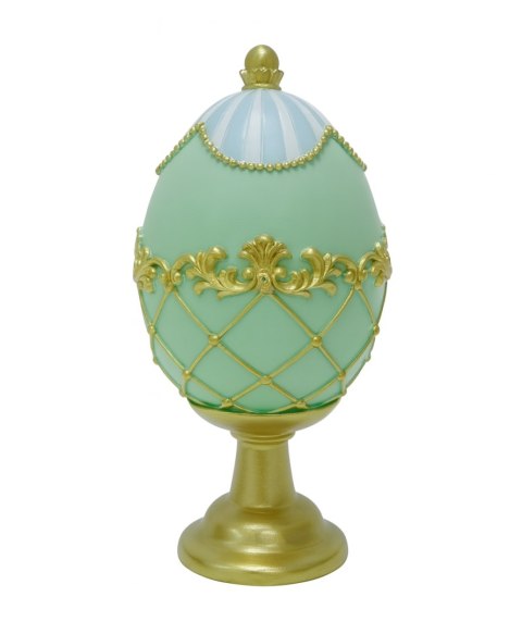 JAJKO CERAMICZNE ZIELONO-BŁĘKITNE NA ZŁOTYM POSTUMENCIE