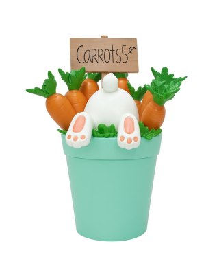 KRÓLICZEK CERAMICZNY W ZIELONYM WIADERKU Z MARCHEWKAMI