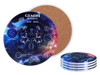 Kpl. 4 podkładek ceramicznych, okrągłe - Znaki zodiaku, Bliźnięta (CARMANI)