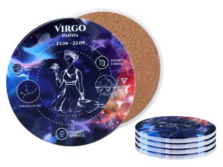 Kpl. 4 podkładek ceramicznych, okrągłe - Znaki zodiaku, Panna (CARMANI)