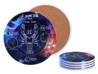 Kpl. 4 podkładek ceramicznych, okrągłe - Znaki zodiaku, Rak (CARMANI)