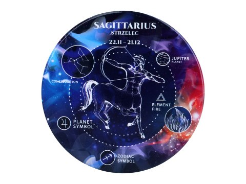 Kpl. 4 podkładek ceramicznych, okrągłe - Znaki zodiaku, Strzelec (CARMANI)