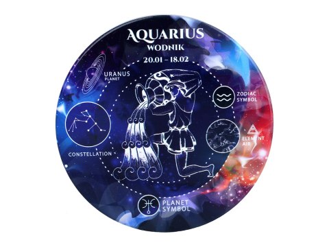 Kpl. 4 podkładek ceramicznych, okrągłe - Znaki zodiaku, Wodnik (CARMANI)