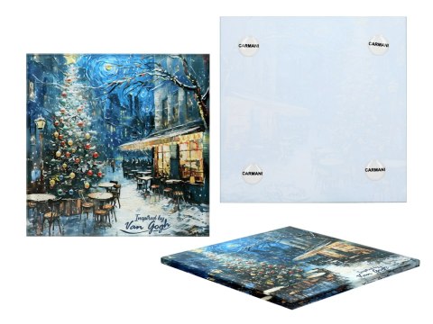Kpl. 4 podkładek szklanych - inspirowane malarstwem van Gogha, Świąteczna noc (CARMANI)