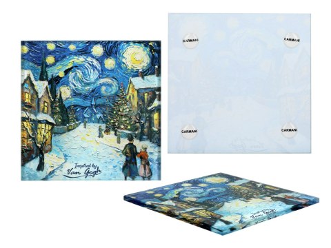 Kpl. 4 podkładek szklanych - inspirowane malarstwem van Gogha, Świąteczna noc (CARMANI)