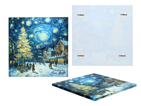 Kpl. 4 podkładek szklanych - inspirowane malarstwem van Gogha, Świąteczna noc (CARMANI)